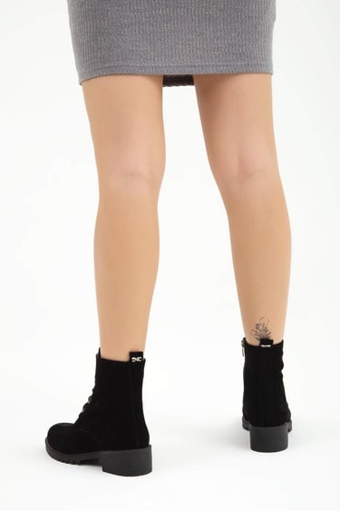  Tamer Tanca Kadın Hakiki Deri Siyah Casual Bot