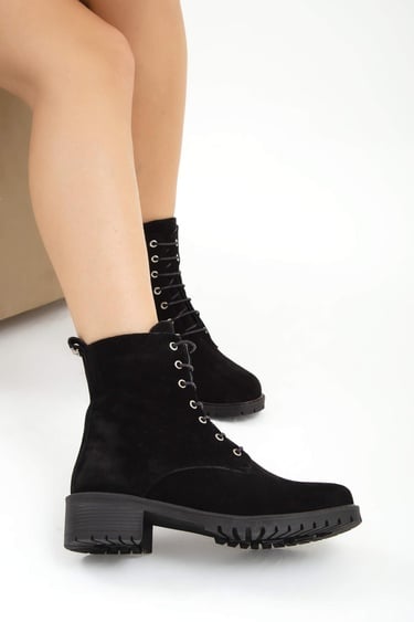  Tamer Tanca Kadın Hakiki Deri Siyah Casual Bot