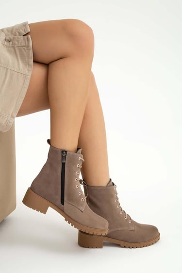  Tamer Tanca Kadın Hakiki Deri VIZON SUET YRM Casual Bot