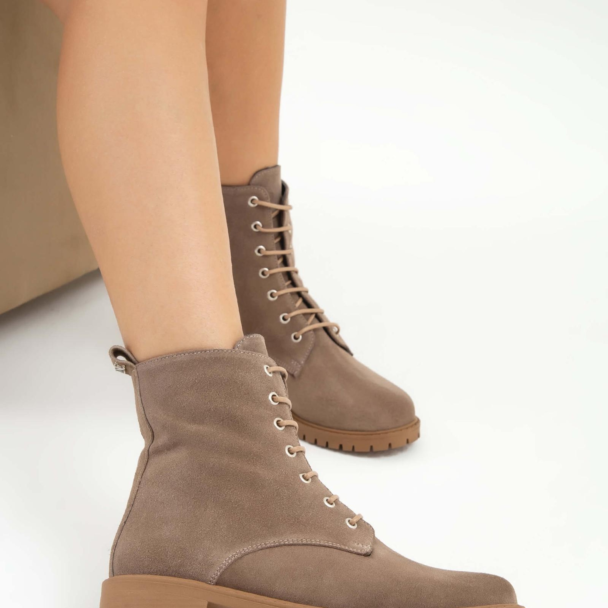 Tamer Tanca Kadın Hakiki Deri VIZON SUET YRM Casual Bot