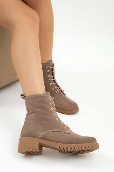  Tamer Tanca Kadın Hakiki Deri VIZON SUET YRM Casual Bot