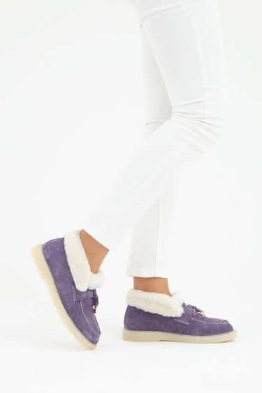  Tamer Tanca Kadın Hakiki Deri Mor Casual Bot