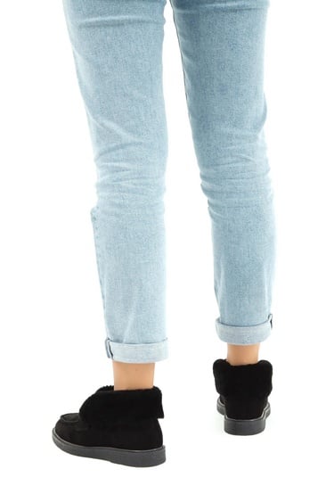  Tamer Tanca Kadın Hakiki Deri Siyah Casual Bot