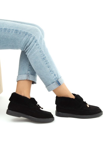  Tamer Tanca Kadın Hakiki Deri Siyah Casual Bot