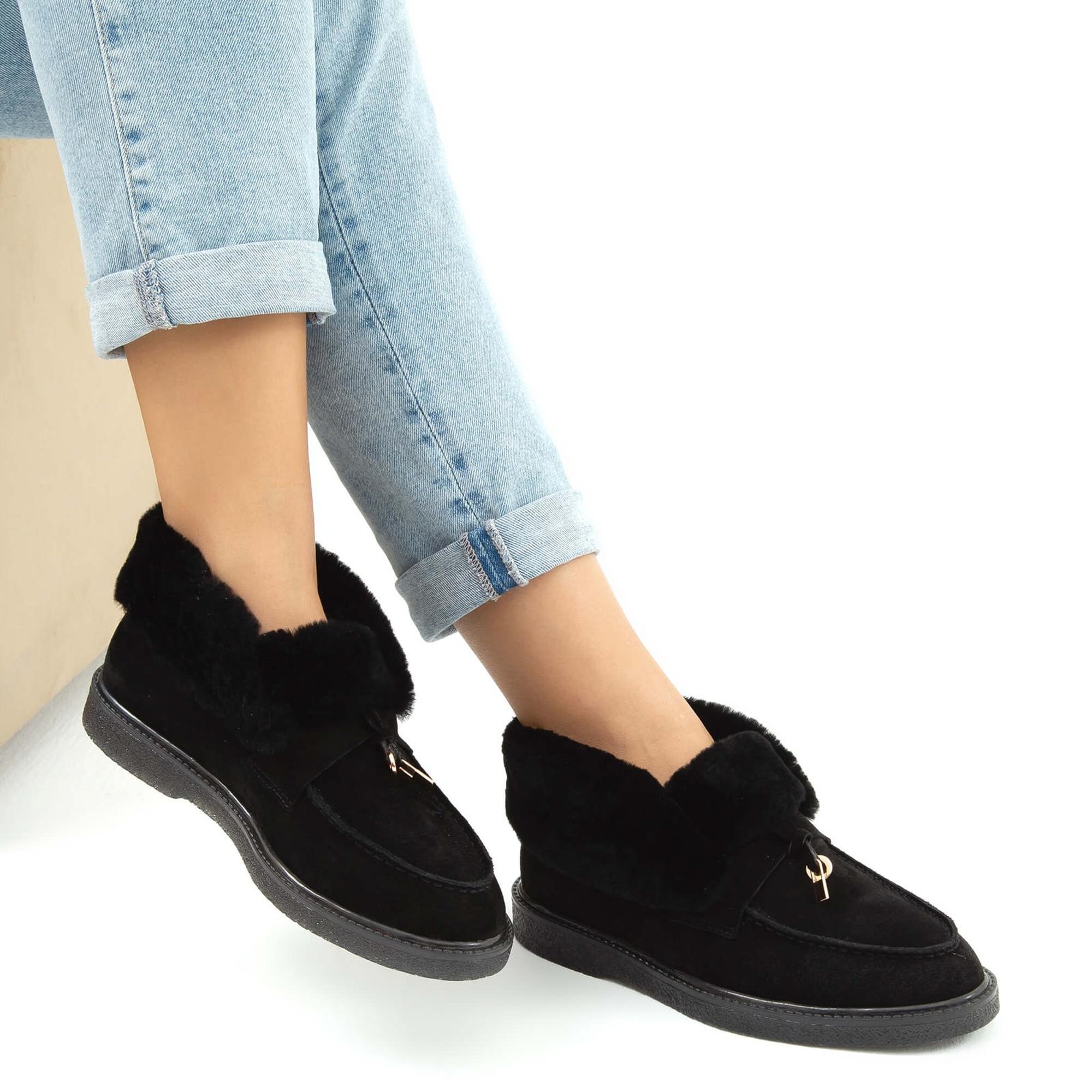 Tamer Tanca Kadın Hakiki Deri Siyah Casual Bot