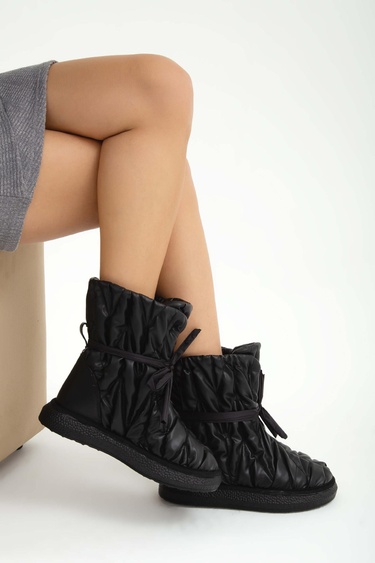  Tamer Tanca Kadın Hakiki Deri Siyah Deri Casual Bot