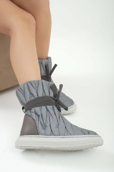  Tamer Tanca Kadın Hakiki Deri Siyah/Gri Casual Bot