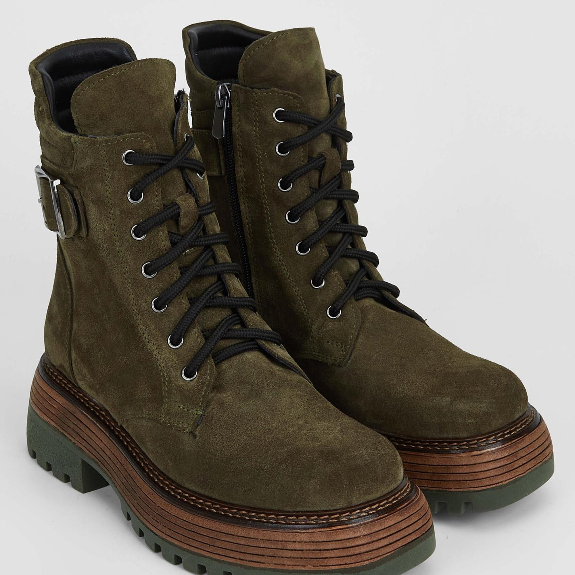 Tamer Tanca Kadın Hakiki Deri Haki Süet Casual Bot