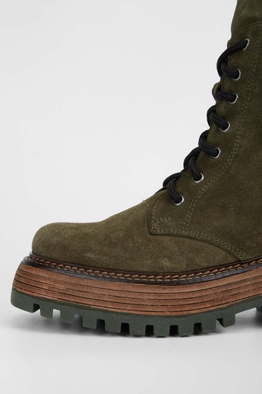  Tamer Tanca Kadın Hakiki Deri Haki Süet Casual Bot