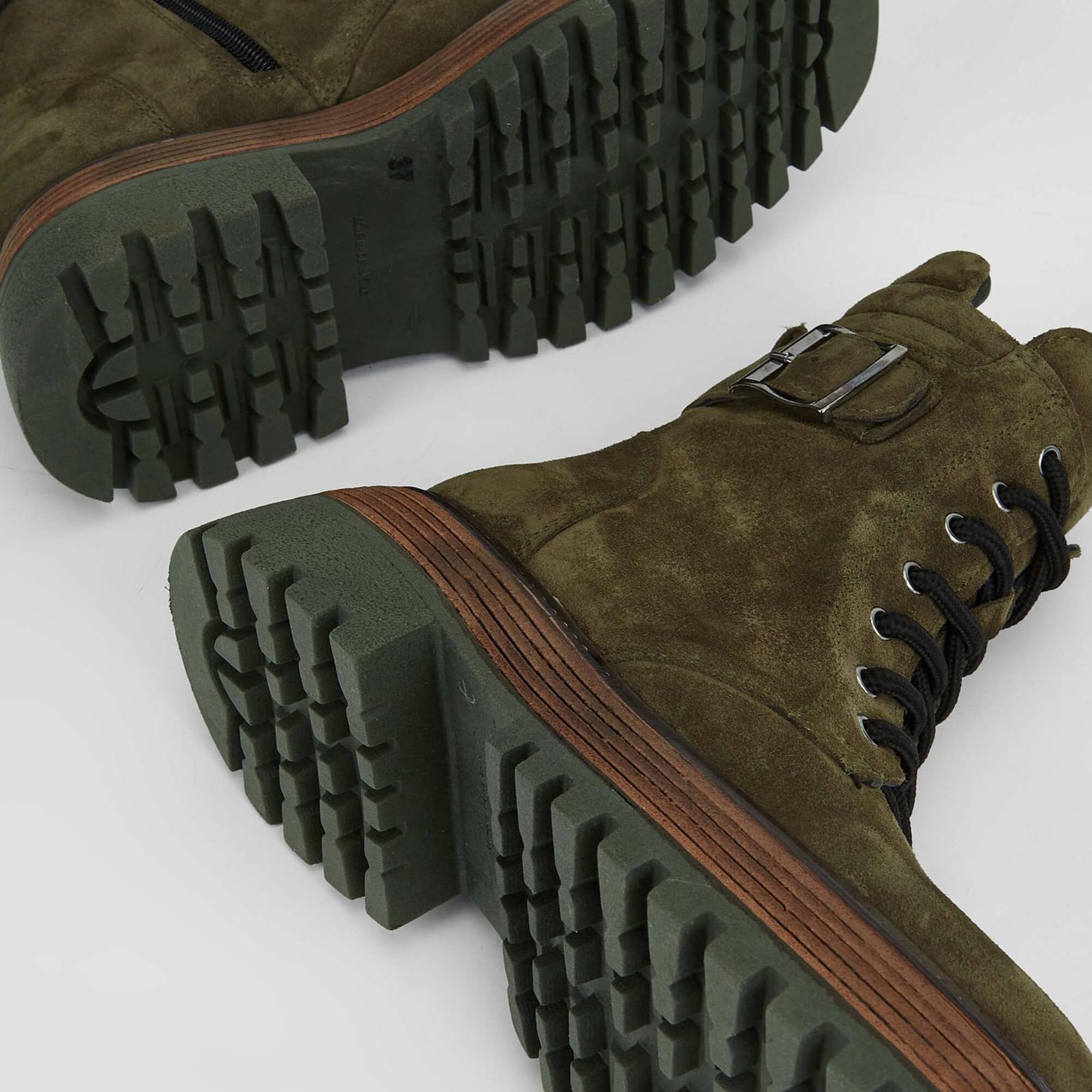 Tamer Tanca Kadın Hakiki Deri Haki Süet Casual Bot