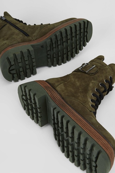  Tamer Tanca Kadın Hakiki Deri Haki Süet Casual Bot