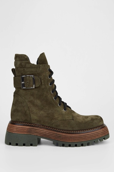  Tamer Tanca Kadın Hakiki Deri Haki Süet Casual Bot