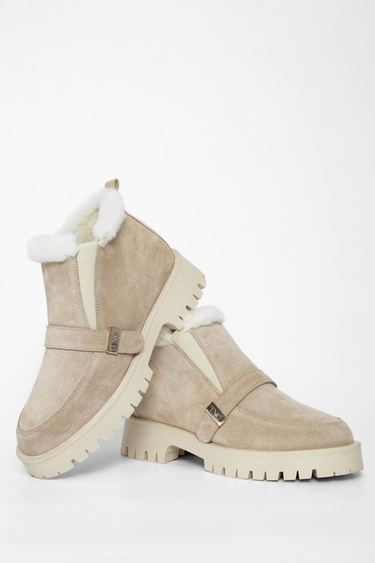  Tamer Tanca Kadın Hakiki Deri Bej Casual Bot