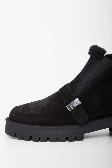  Tamer Tanca Kadın Hakiki Deri Siyah Süet Casual Bot