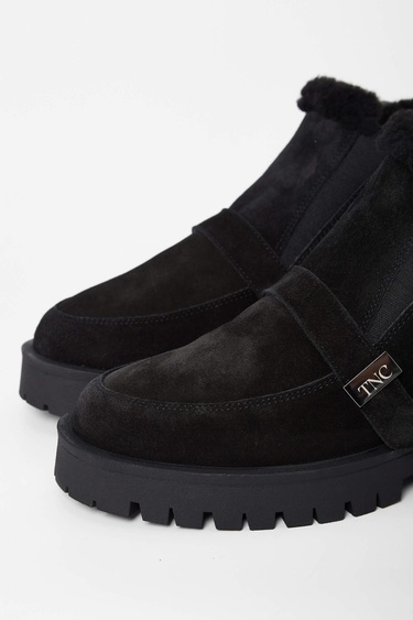  Tamer Tanca Kadın Hakiki Deri Siyah Süet Casual Bot