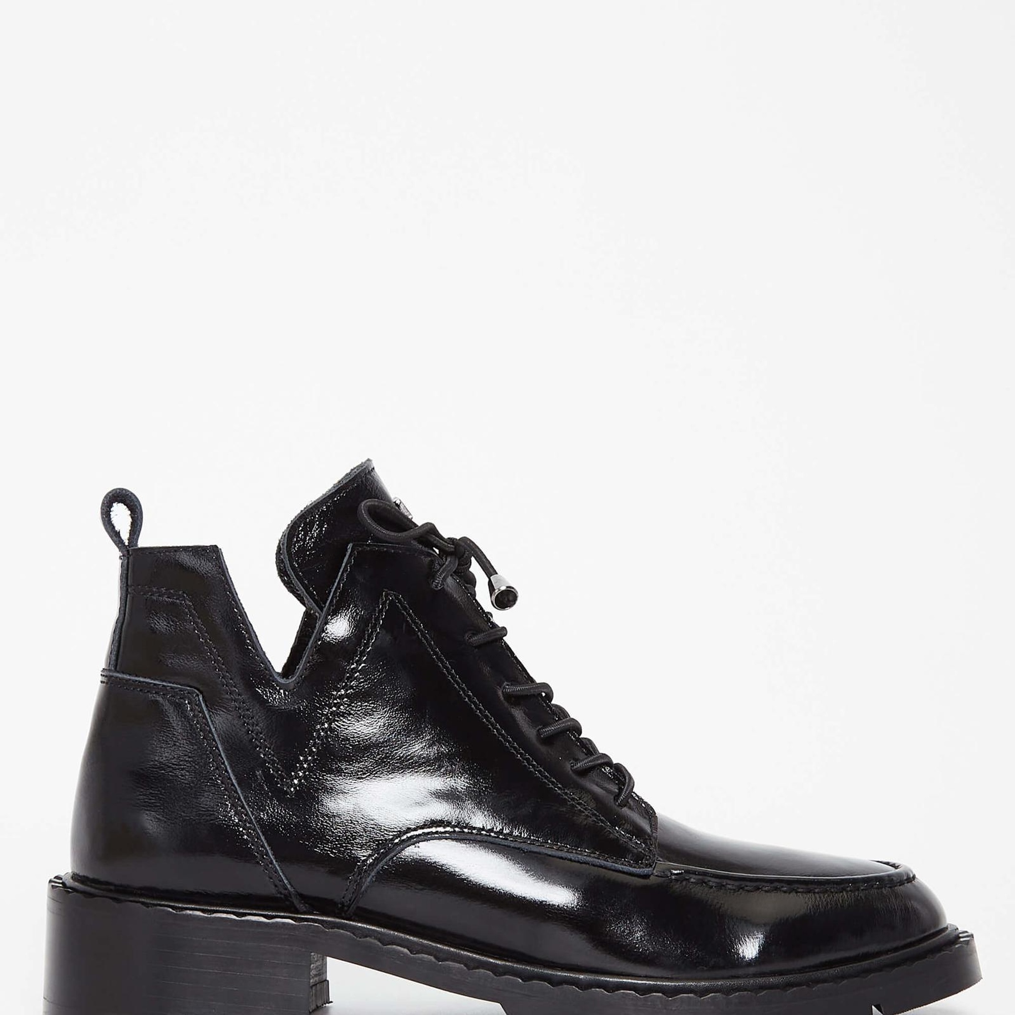 Tamer Tanca Kadın Hakiki Deri Siyah Rugan Casual Bot