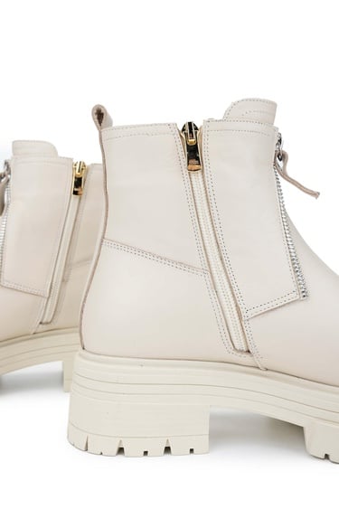  Tamer Tanca Kadın Hakiki Deri Bej Casual Bot