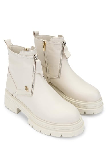  Tamer Tanca Kadın Hakiki Deri Bej Casual Bot