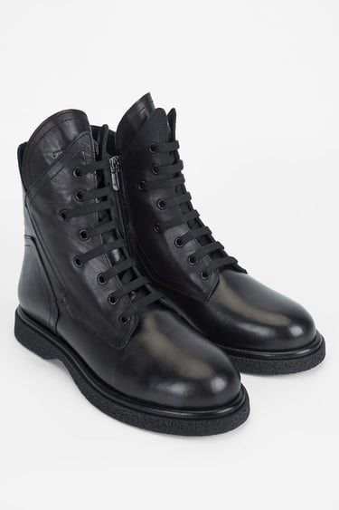  Tamer Tanca Kadın Hakiki Deri Siyah Deri Casual Bot