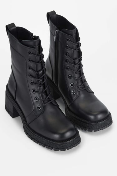  Tamer Tanca Kadın Hakiki Deri Siyah Deri Casual Bot