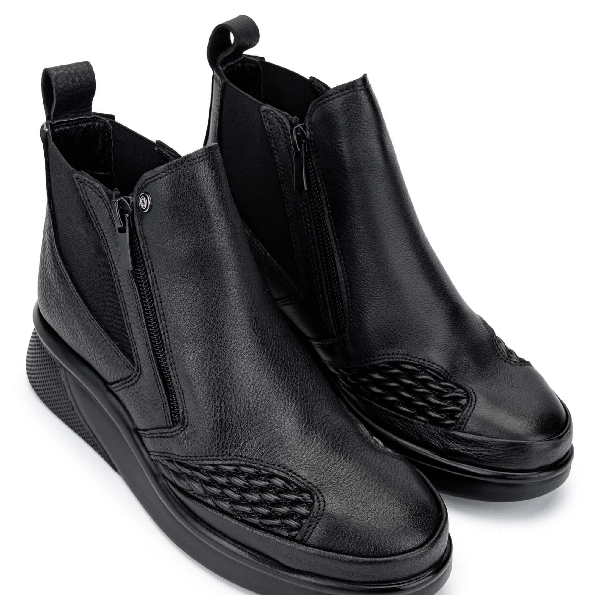 Tamer Tanca Kadın Hakiki Deri Siyah Casual Bot