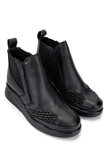  Tamer Tanca Kadın Hakiki Deri Siyah Casual Bot