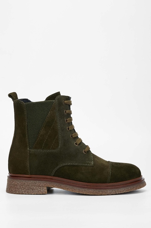  Tamer Tanca Kadın Hakiki Deri Haki Süet Casual Bot