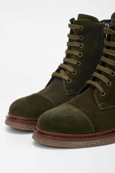  Tamer Tanca Kadın Hakiki Deri Haki Süet Casual Bot