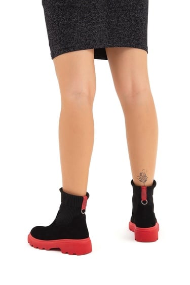  Tamer Tanca Kadın Hakiki Deri Siyah Casual Bot