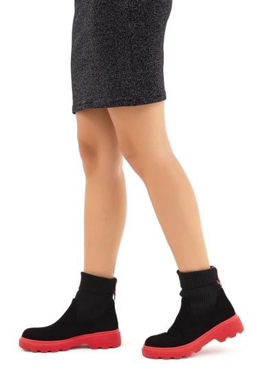  Tamer Tanca Kadın Hakiki Deri Siyah Casual Bot