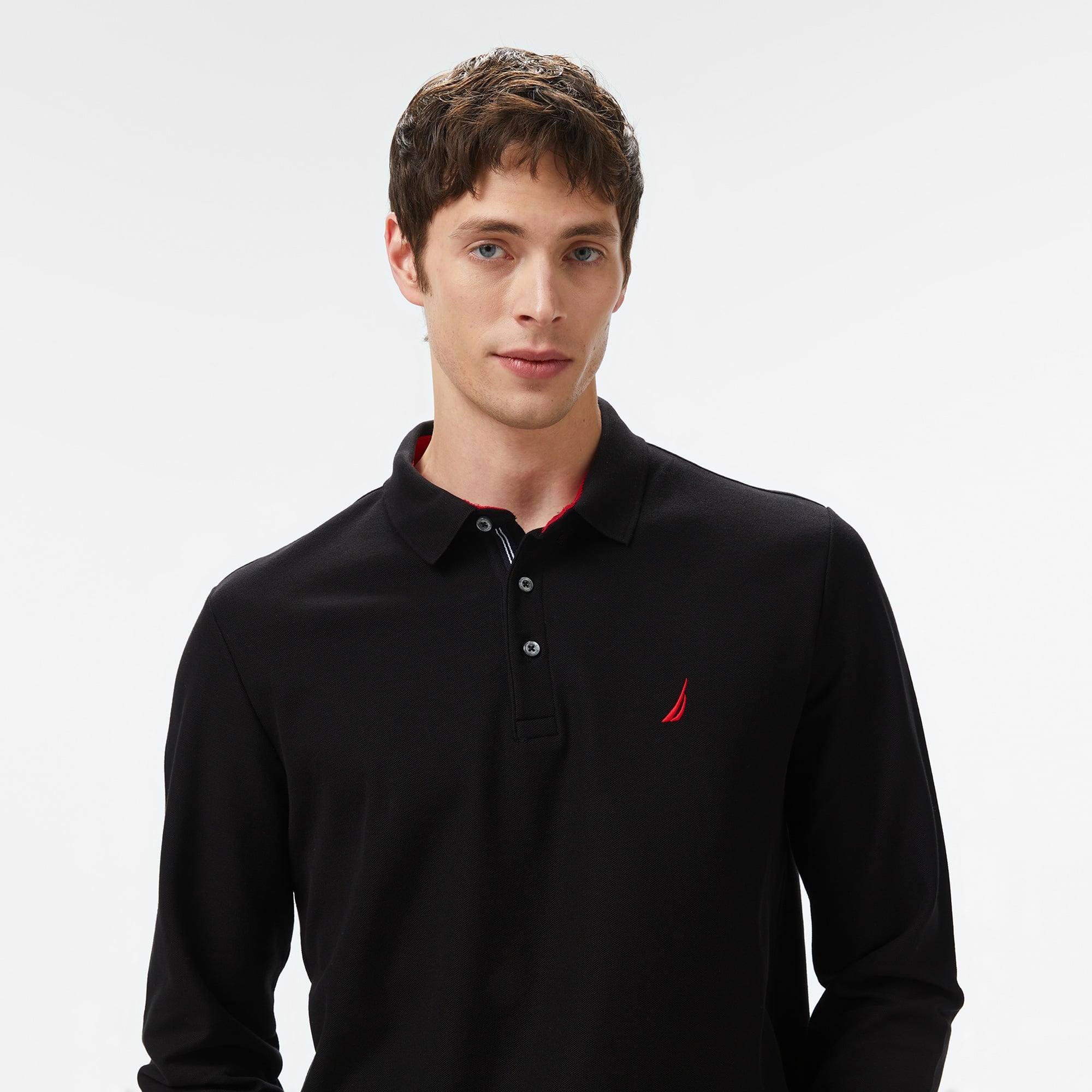 Nautica Erkek Siyah Classic Fit Uzun Kollu Polo