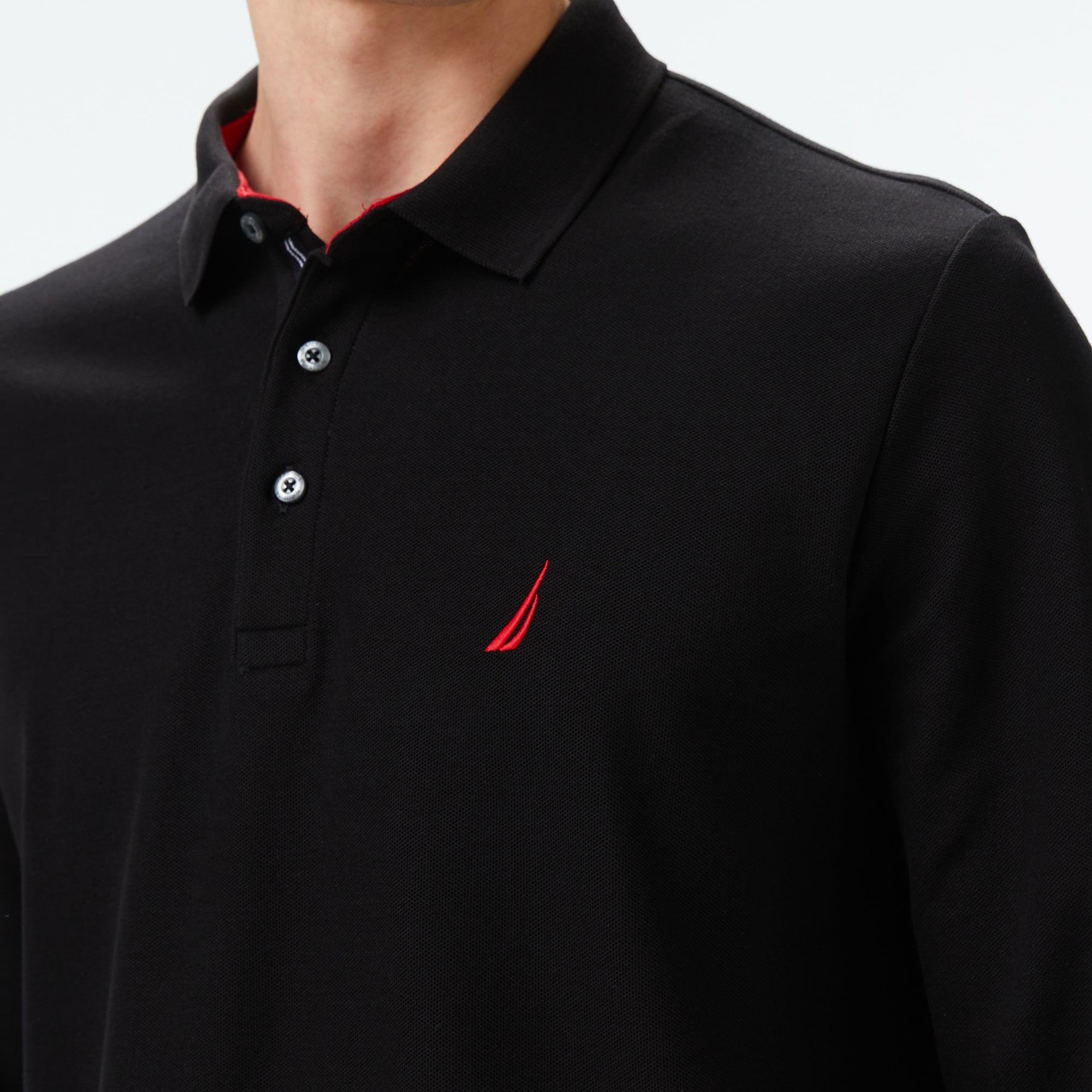 Nautica Erkek Siyah Classic Fit Uzun Kollu Polo