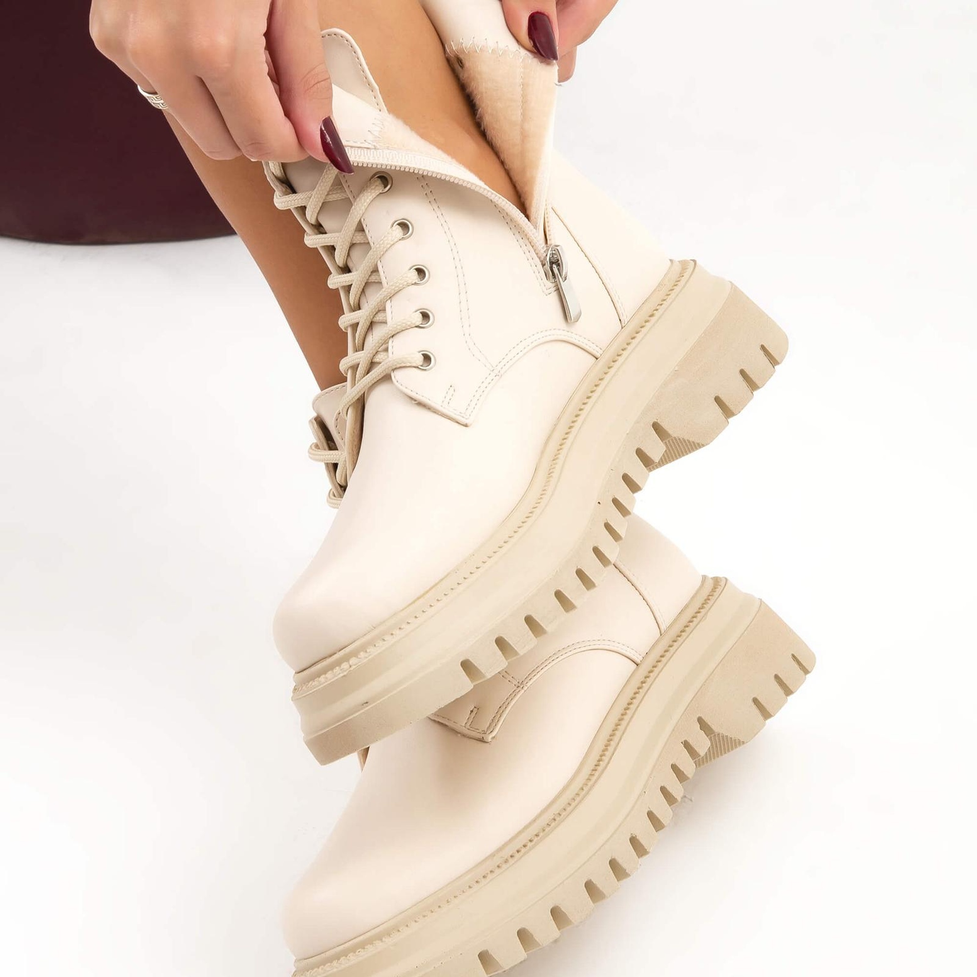 Tamer Tanca Kadın Vegan Bej Casual Bot