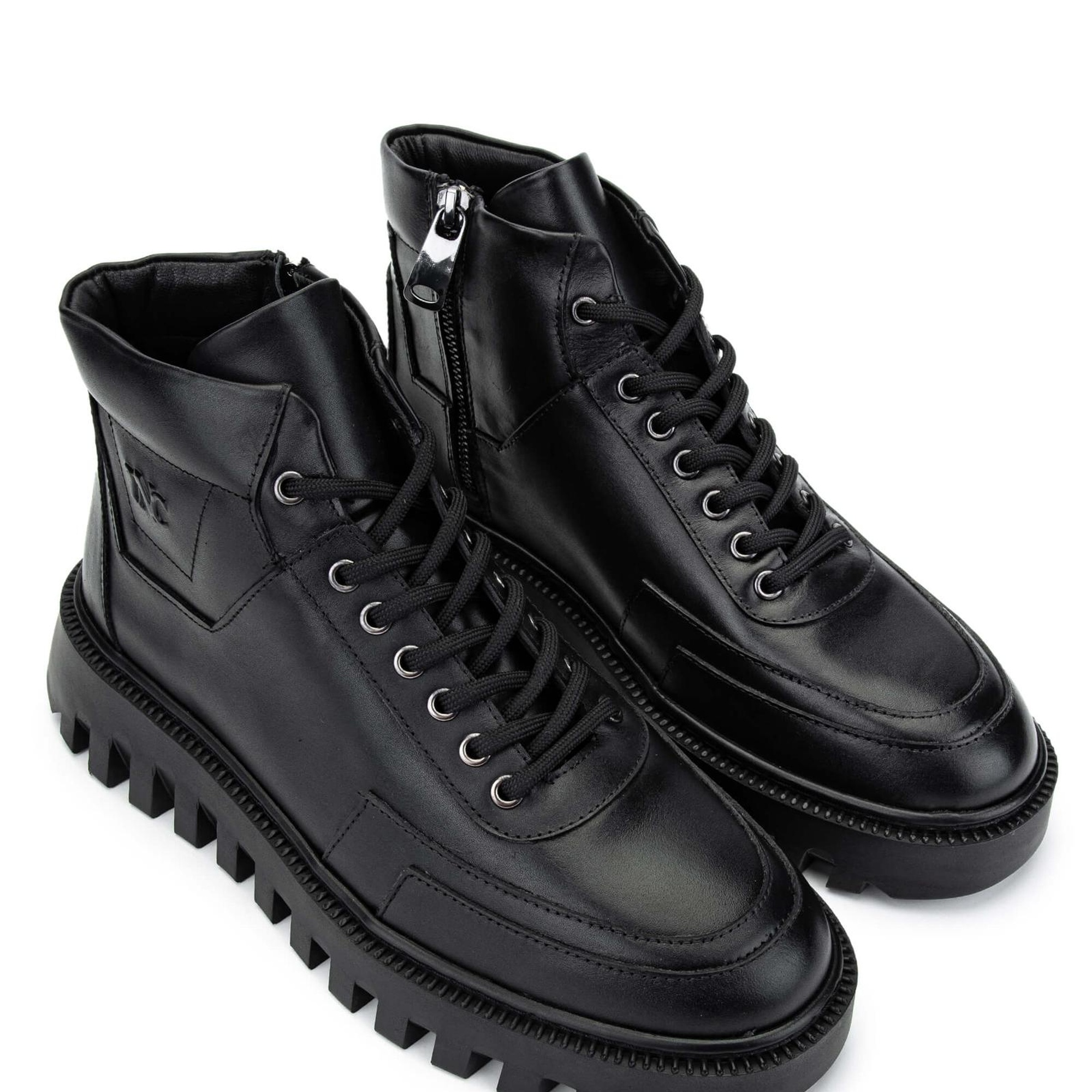 Tamer Tanca Erkek Hakiki Deri Siyah Casual Bot