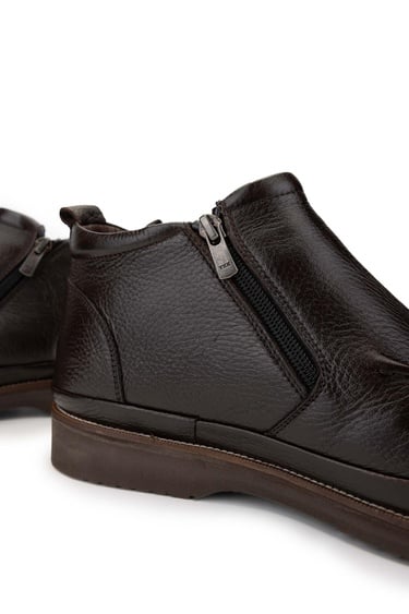  Tamer Tanca Erkek Hakiki Deri Kahverengi Casual Bot