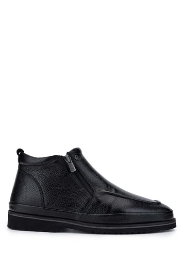  Tamer Tanca Erkek Hakiki Deri Siyah Floter Casual Bot