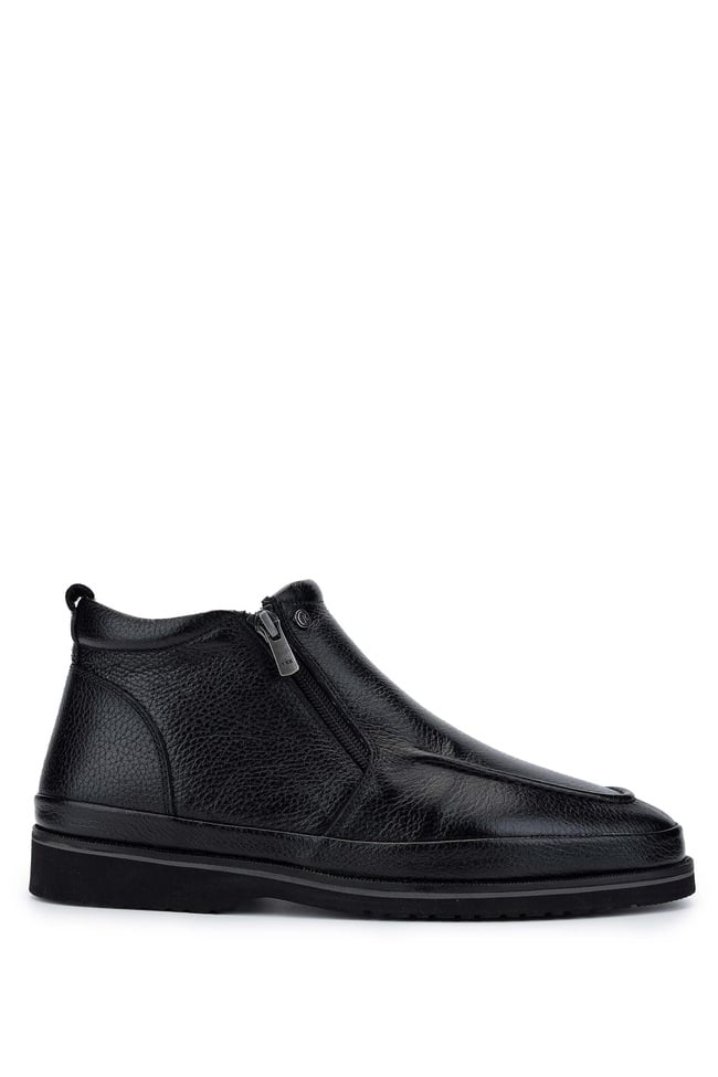  Tamer Tanca Erkek Hakiki Deri Siyah Floter Casual Bot