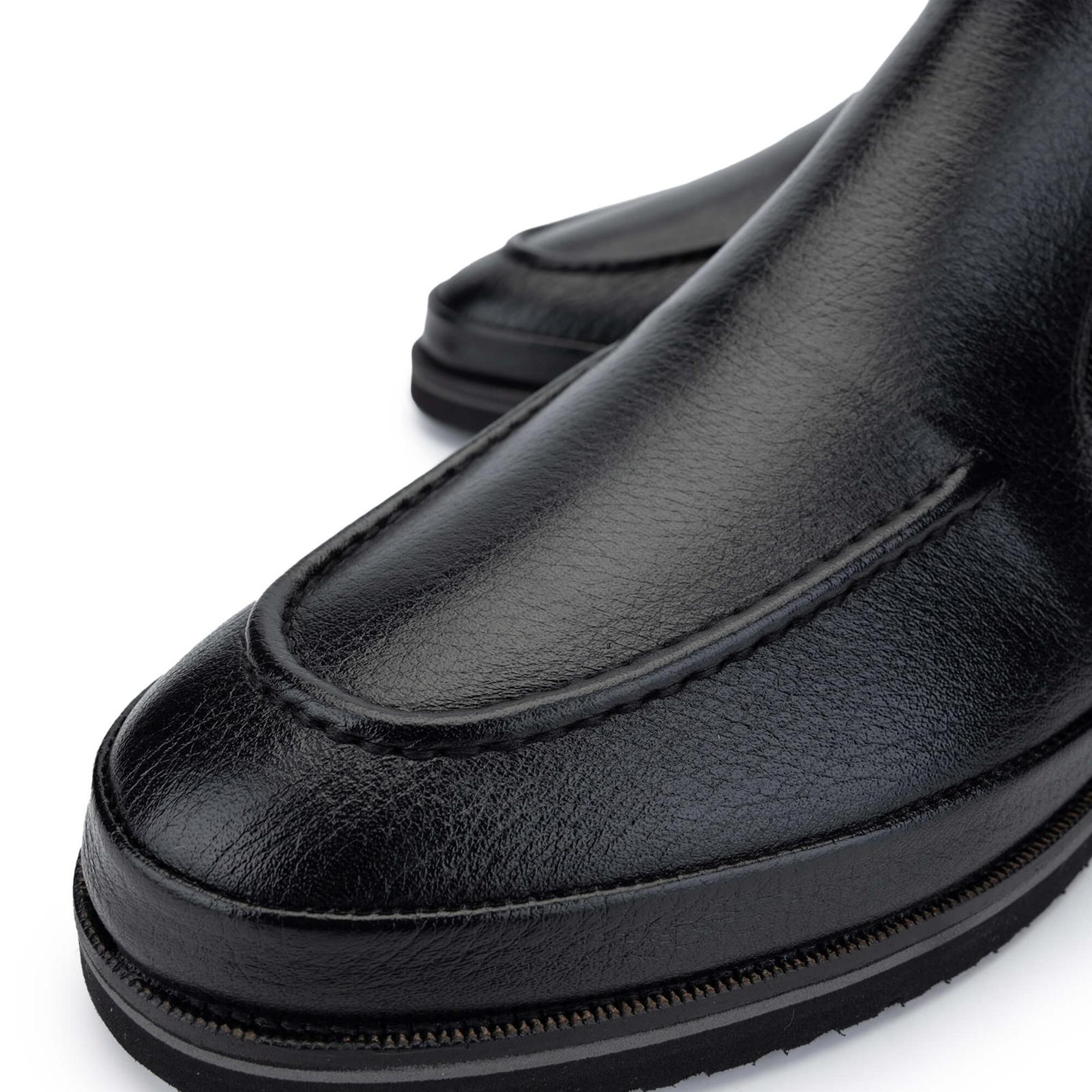 Tamer Tanca Erkek Hakiki Deri Siyah Floter Casual Bot