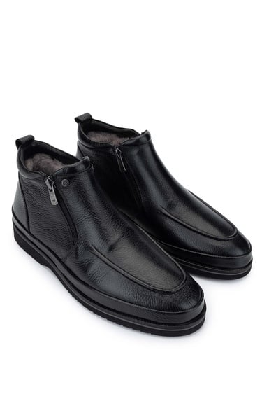  Tamer Tanca Erkek Hakiki Deri Siyah Floter Casual Bot