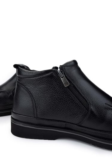  Tamer Tanca Erkek Hakiki Deri Siyah Floter Casual Bot