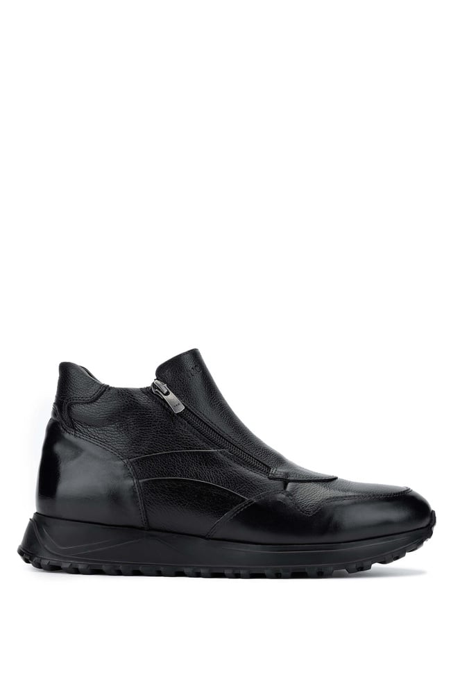  Tamer Tanca Erkek Hakiki Deri Siyah Casual Bot