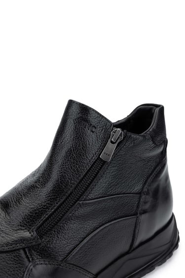  Tamer Tanca Erkek Hakiki Deri Siyah Casual Bot