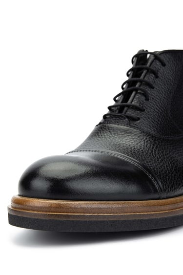  Tamer Tanca Erkek Hakiki Deri Siyah Casual Bot