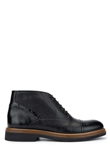  Tamer Tanca Erkek Hakiki Deri Siyah Casual Bot