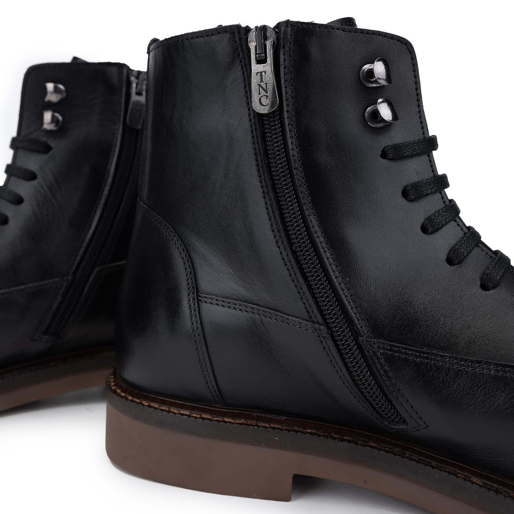 Tamer Tanca Erkek Hakiki Deri Siyah Deri Casual Bot