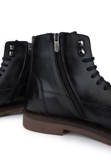  Tamer Tanca Erkek Hakiki Deri Siyah Deri Casual Bot