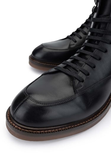  Tamer Tanca Erkek Hakiki Deri Siyah Deri Casual Bot