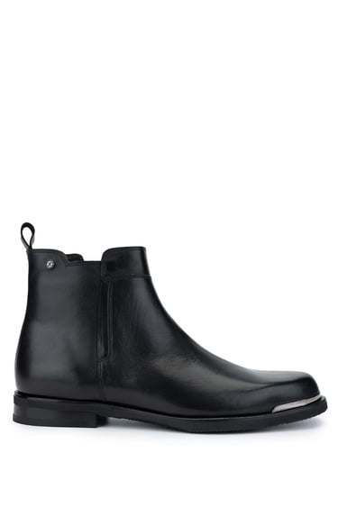  Tamer Tanca Erkek Hakiki Deri Siyah Casual Bot