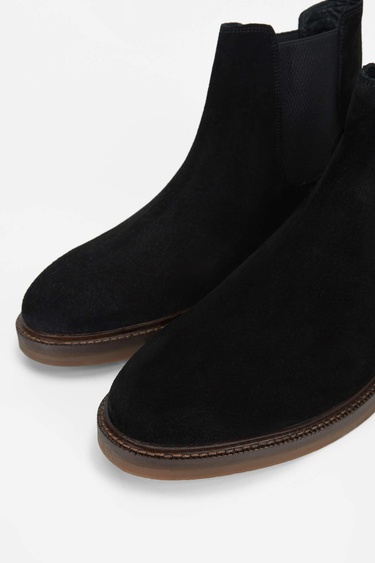  Tamer Tanca Erkek Hakiki Deri Siyah Süet Casual Bot