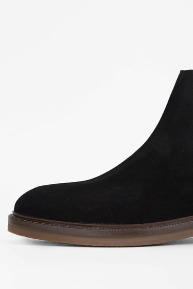  Tamer Tanca Erkek Hakiki Deri Siyah Süet Casual Bot